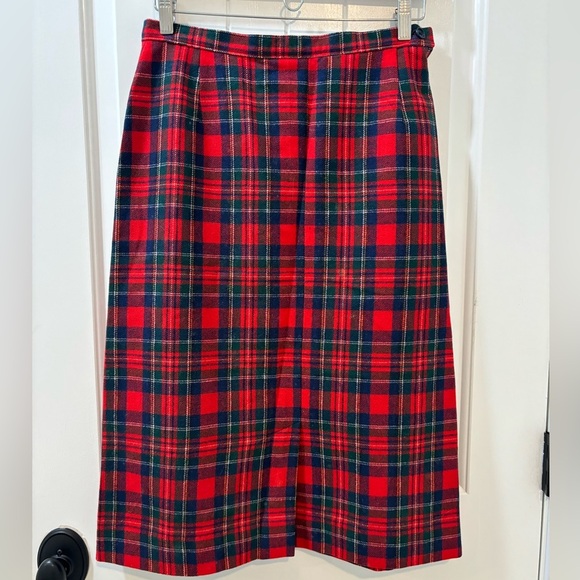 Pendleton 1950’s Plaid Wool Skirt Christmas Plaid Skirt Size 10 - Picture 1 of 7